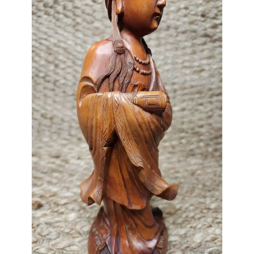 Antique Chinese Hand Carved Hardwood Kwanyin Guanyin 12